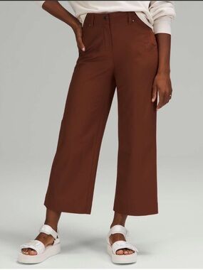 lululemon city sleek wide-leg high rise 7/8 pants - dark terracotta